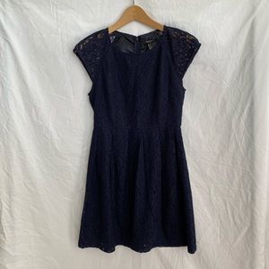 Forever 21 Navy Blue Floral Lace Fit & Flare Dress
